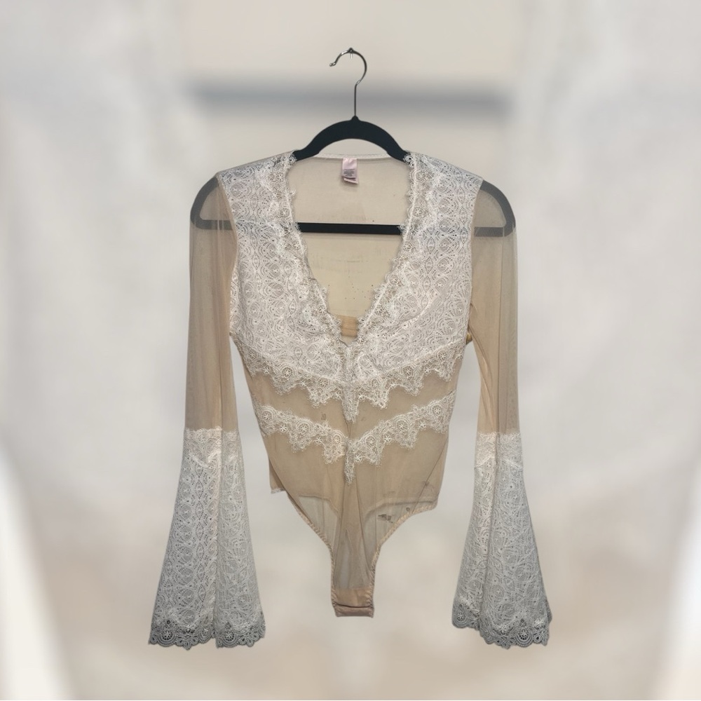Victoria’s Secret Lace Lingerie Long Bell Sleeve Bodysuit